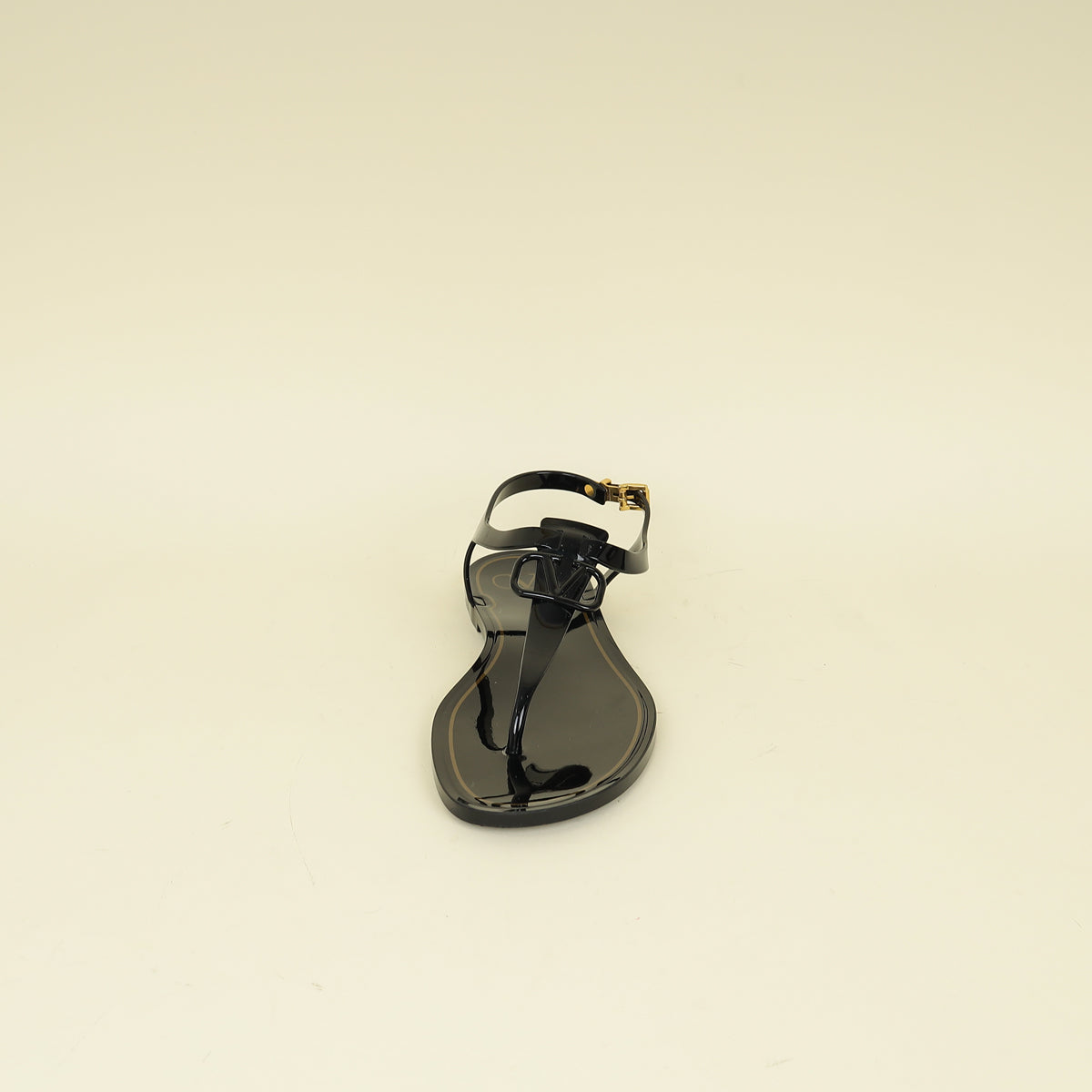 Valentino Black Vlogo Rubber Thong Sandal 41