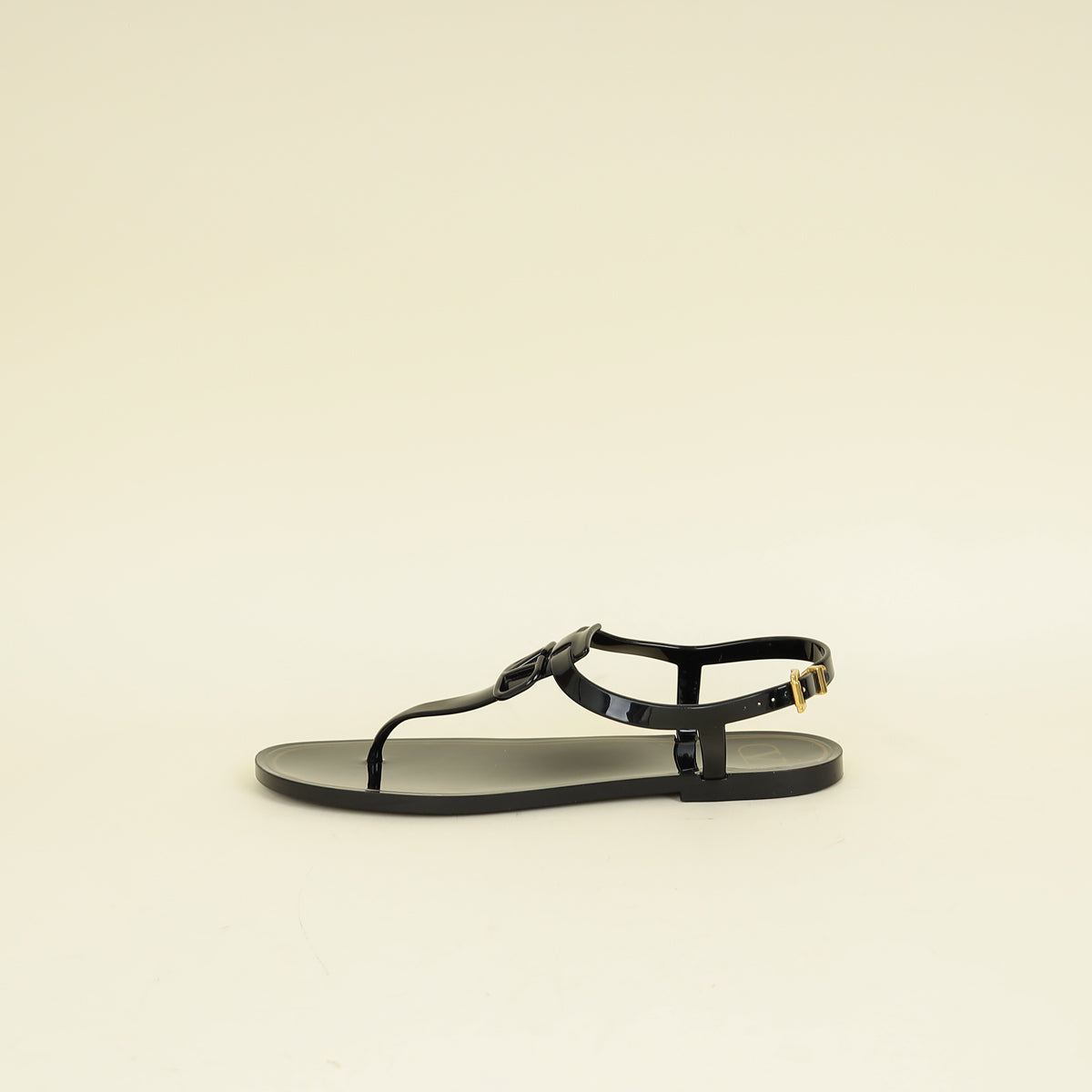 Valentino Black Vlogo Rubber Thong Sandal 41