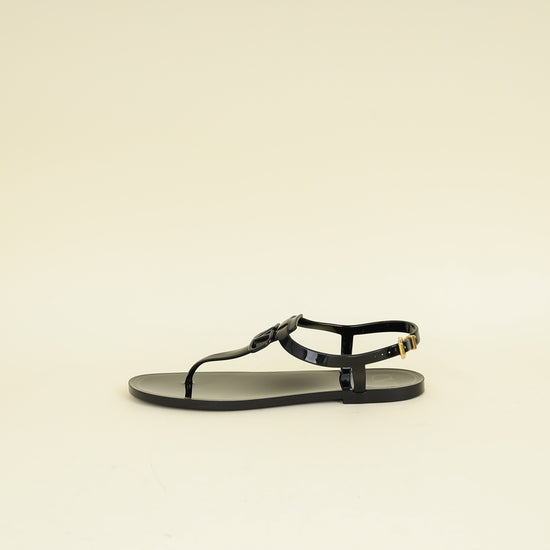 Valentino Black Vlogo Rubber Thong Sandal 41