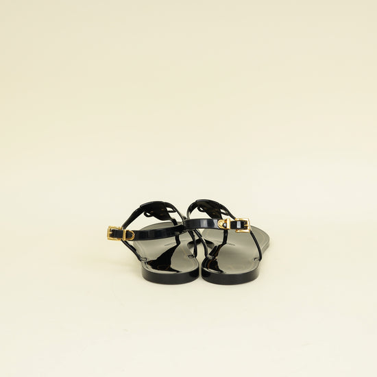 Valentino Black Vlogo Rubber Thong Sandal 41