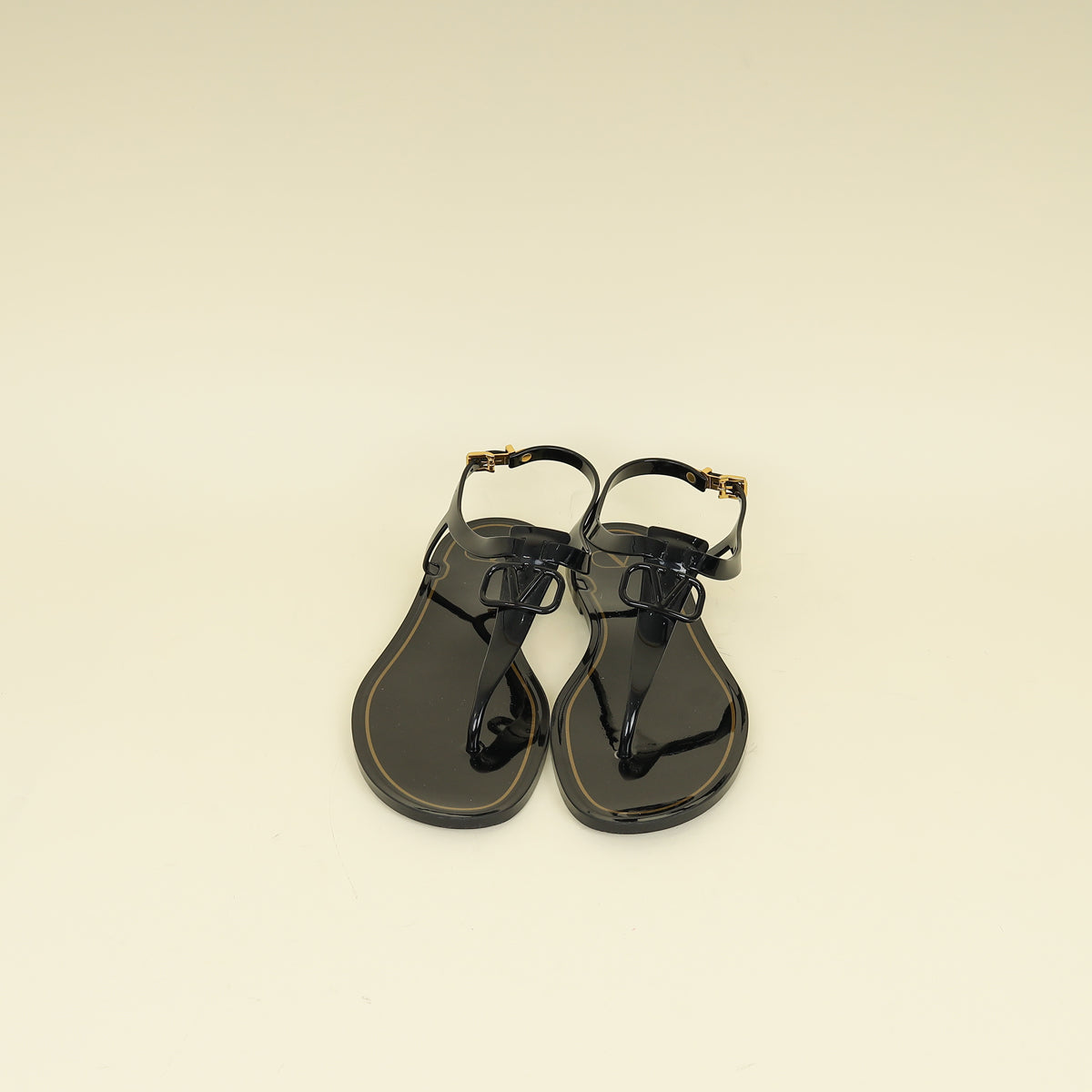 Valentino Black Vlogo Rubber Thong Sandal 41