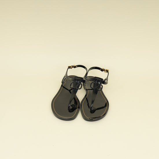 Valentino Black Vlogo Rubber Thong Sandal 41