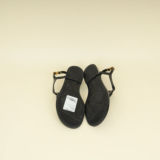 Valentino Black Vlogo Rubber Thong Sandal 41
