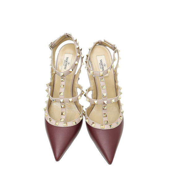 Valentino Bicolor Rockstud Caged Slingback Pumps 41