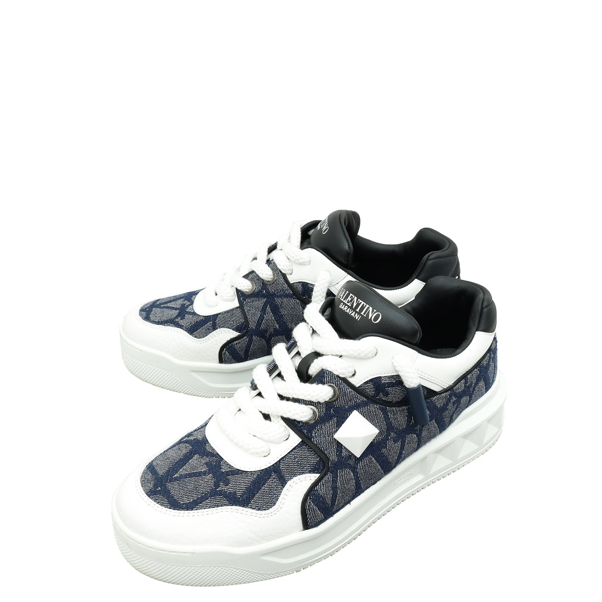 Valentino Denim Tricolor One Stud XL Sneakers 43.5-Valentino-THE CLOSET