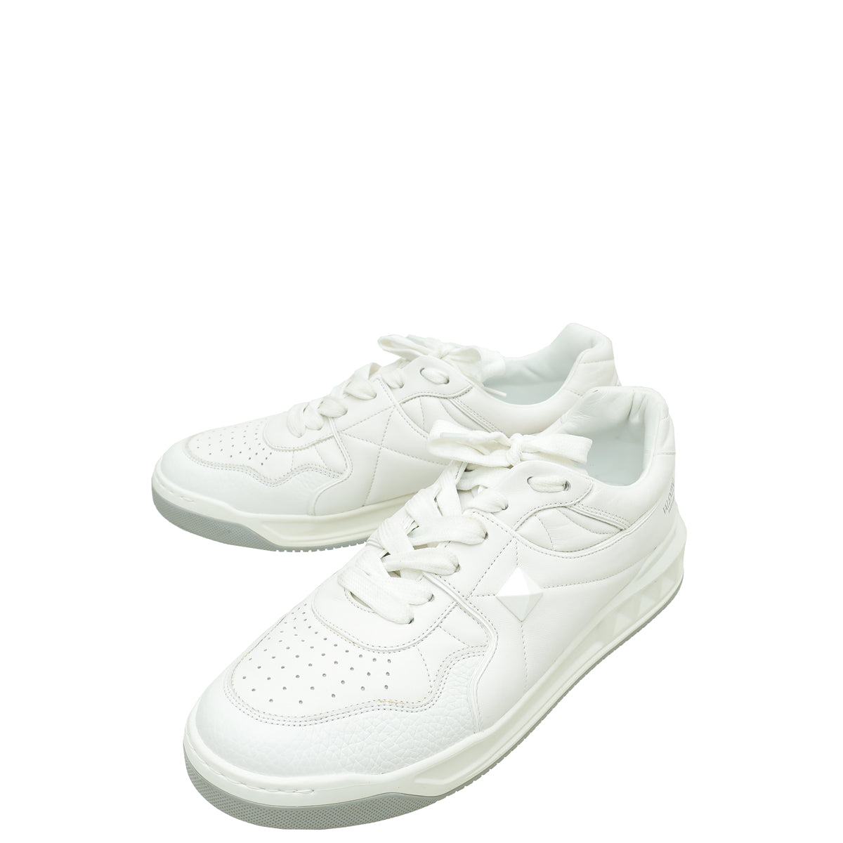 Valentino White One Stud Low Top Sneakers 44-Valentino-THE CLOSET