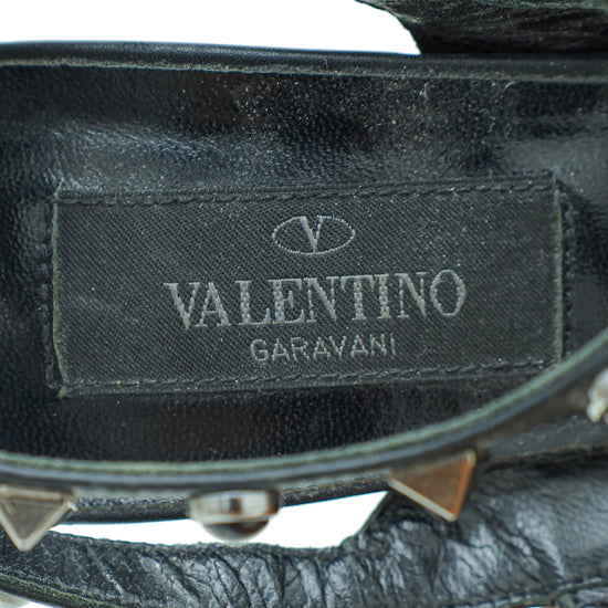 Valentino Black Rolling Rockstud Ankle Strap Pump 35