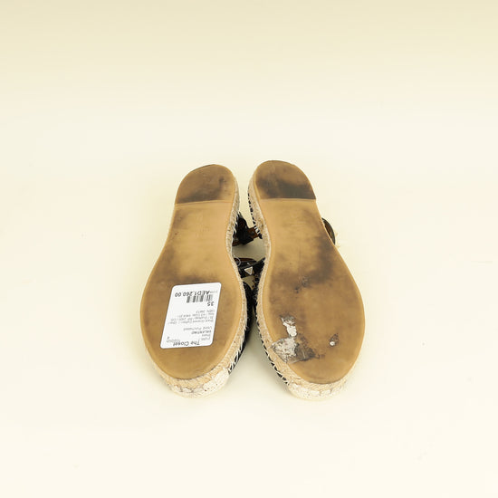 Valentino Black Rockstud Ankle Strap Flat Espadrille 35