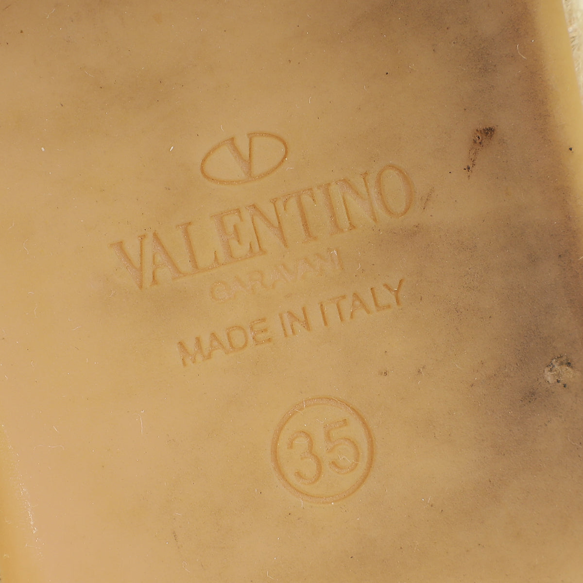 Valentino Black Rockstud Ankle Strap Flat Espadrille 35