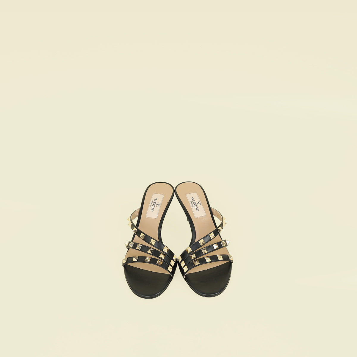 Valentino Black Rockstud Asymmetrical Sandal 35 | Pre-Owned The