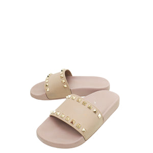 Valentino Poudre Rockstud Rubber Slide Sandal 35