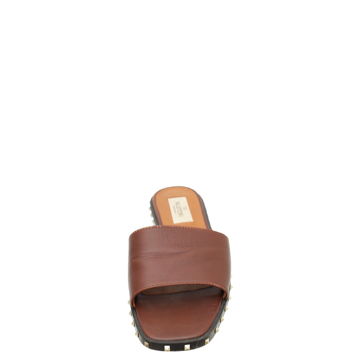 Valentino Brown Rockstud Soul Slide Sandal 35-Valentino-THE CLOSET