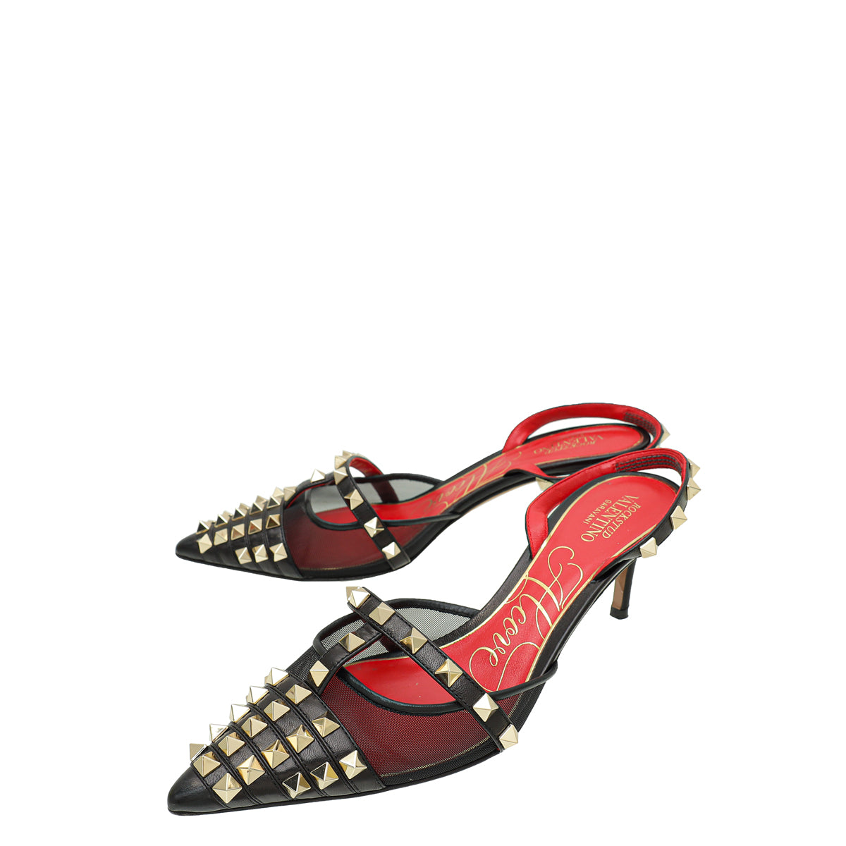 Valentino Black Rockstud Alcove 70mm Slingback Pumps 36-Valentino-THE CLOSET