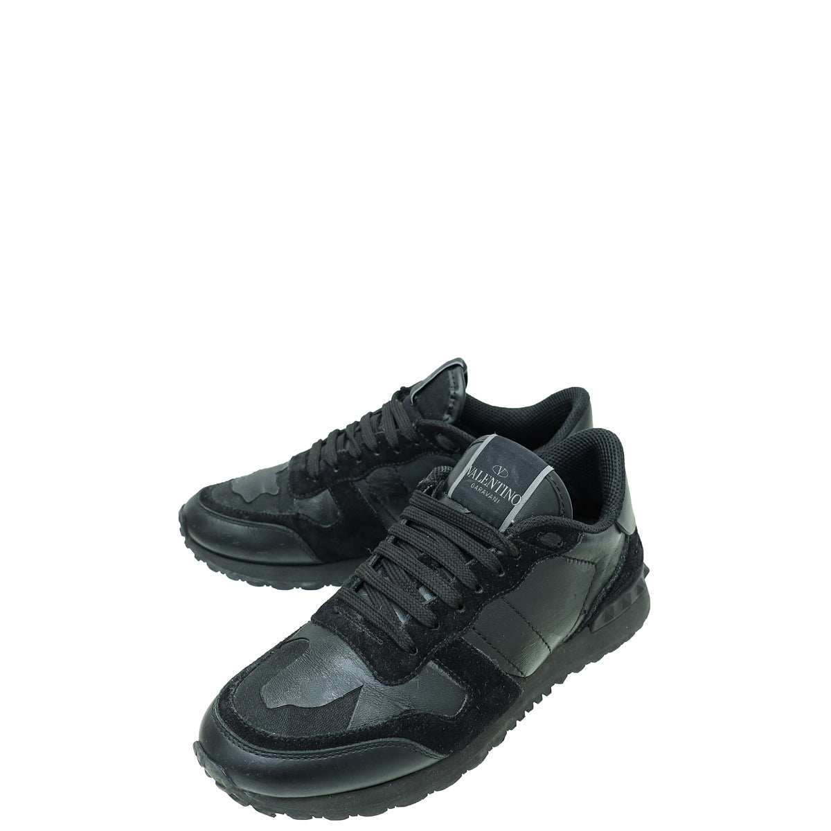 Valentino Black Rockstud Camouflage Rockrunner Sneaker 36