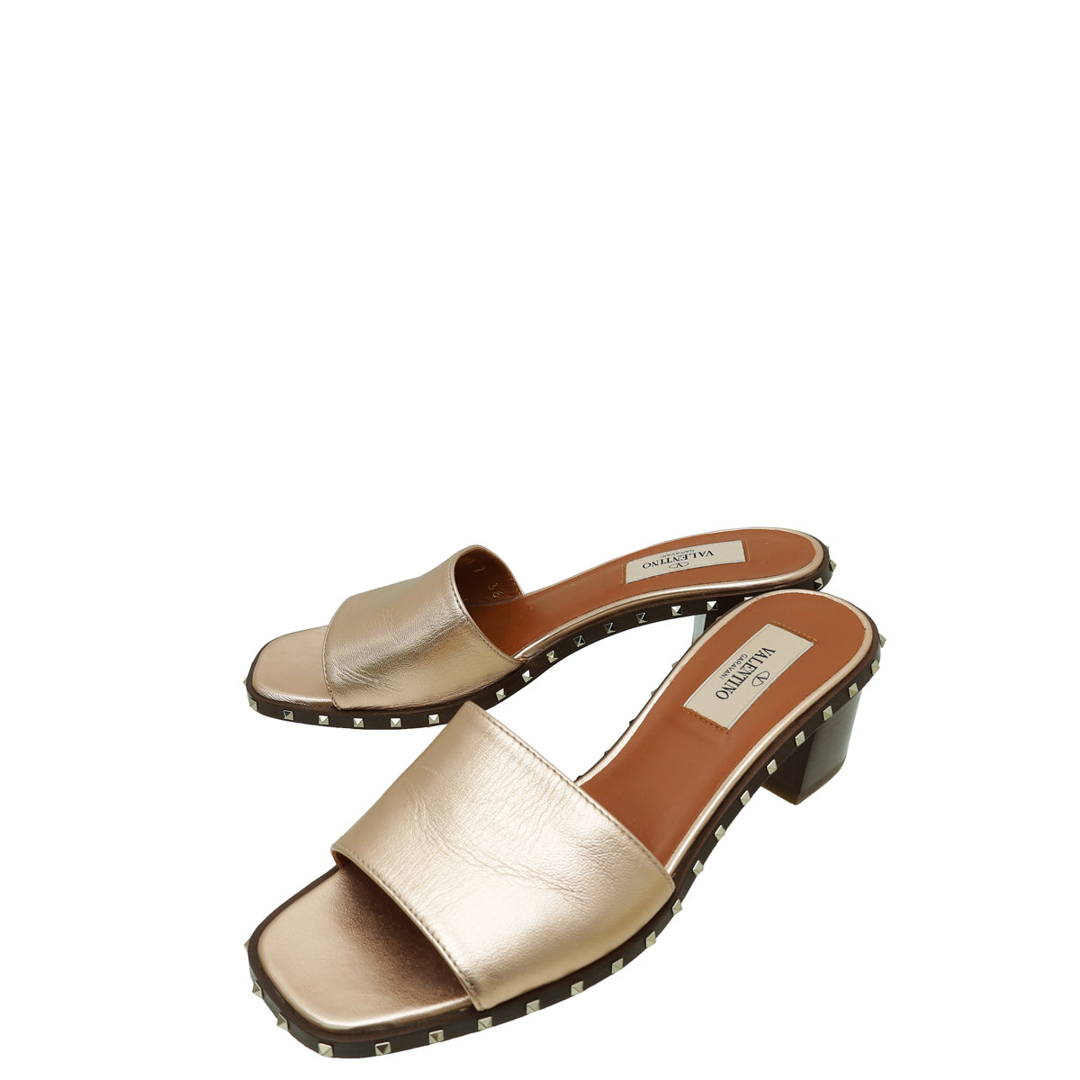 Valentino Rose Gold Soul Rockstud Mules 36-Valentino-THE CLOSET