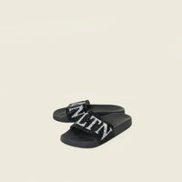 Valentino Black Crystal Embellished VLTN Logo Slides 36