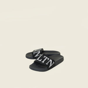 Valentino Black Crystal Embellished VLTN Logo Slides 36