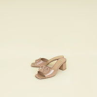 Valentino Patent Nude Nude Vlogo Slide Heeled Mules 36