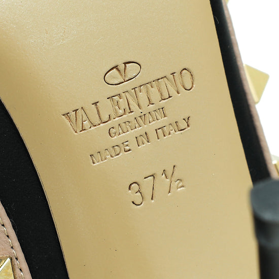 Valentino Bicolor Rockstud Caged Ankle Strap Pumps 37