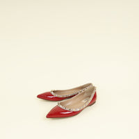Valentino Red Rockstud Flat Ballerina 37.5