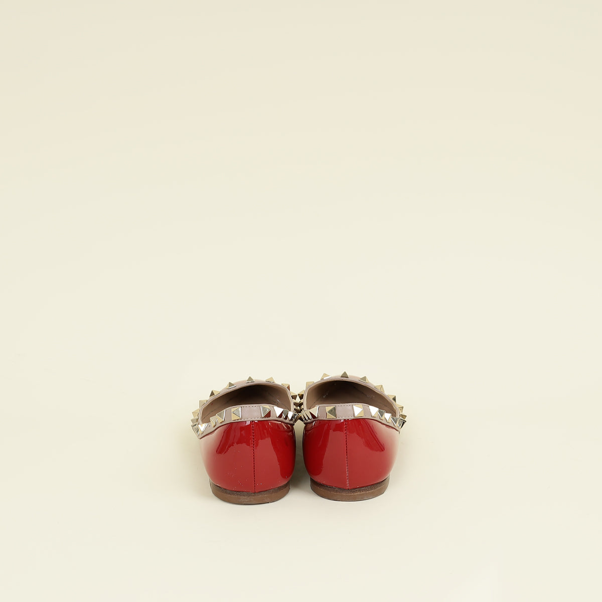 Valentino Red Rockstud Flat Ballerina 37.5 | Pre-Owned The Closet