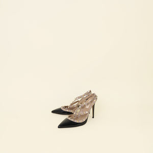 Valentino Black Rockstud Caged Ankle Strap Pumps 37.5