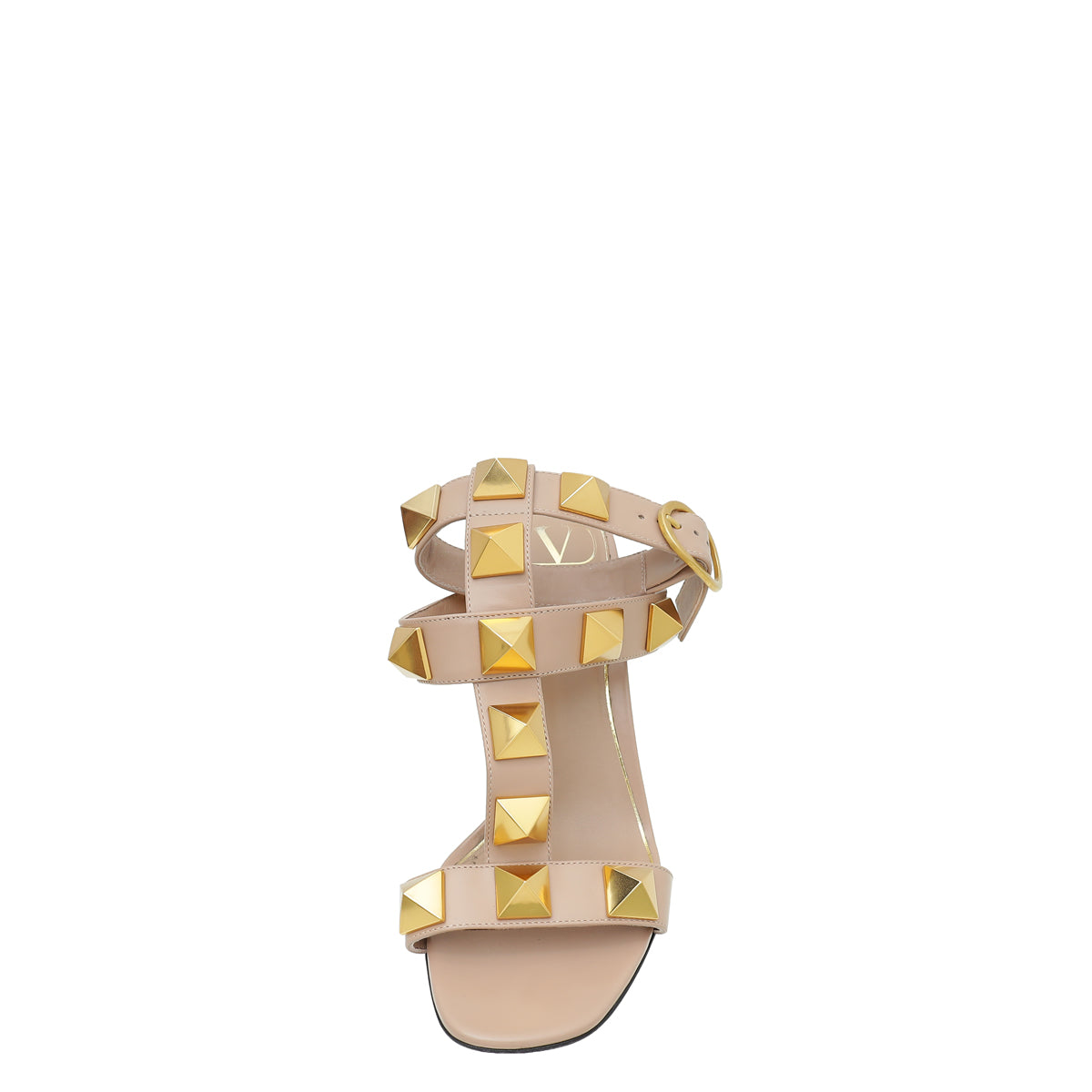 Valentino Nude Roman Stud Ankle Strap Heeled Sandal 37-Valentino-THE CLOSET