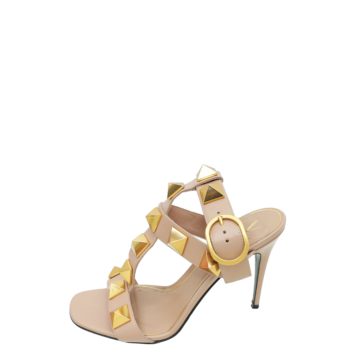 Valentino Nude Roman Stud Ankle Strap Heeled Sandal 37