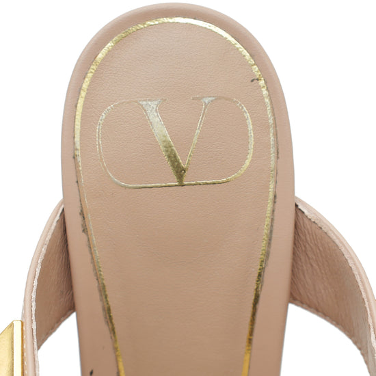 Valentino Nude Roman Stud Ankle Strap Heeled Sandal 37