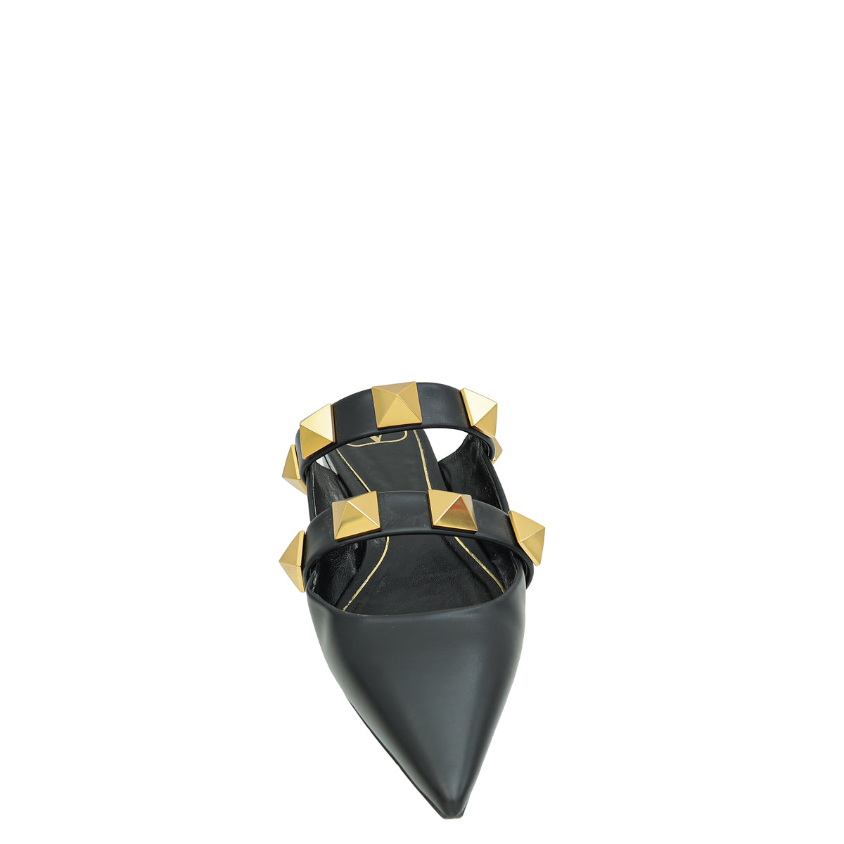 Valentino Black Roman Stud Flat Mules 37-Valentino-THE CLOSET
