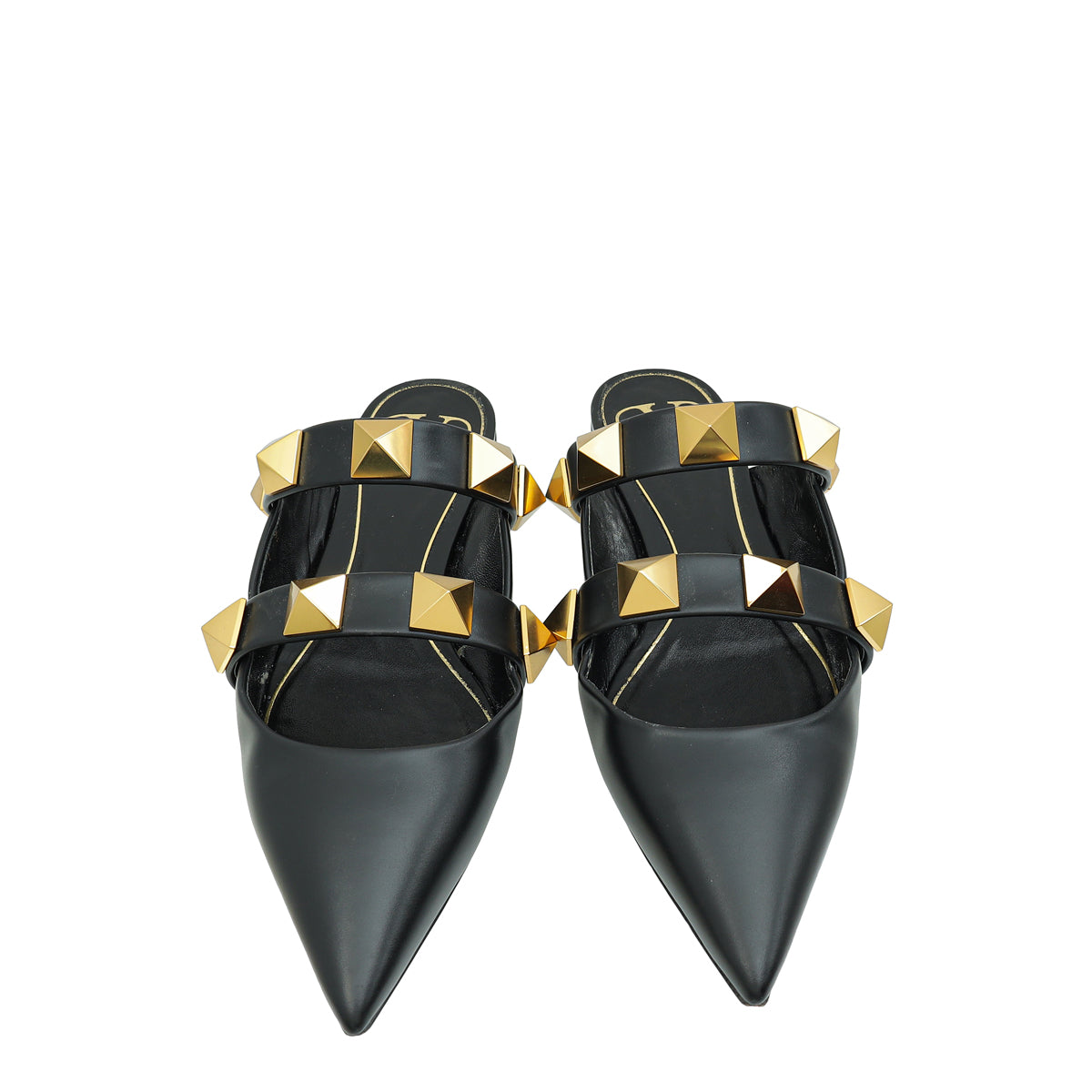 Valentino Black Roman Stud Flat Mules 37