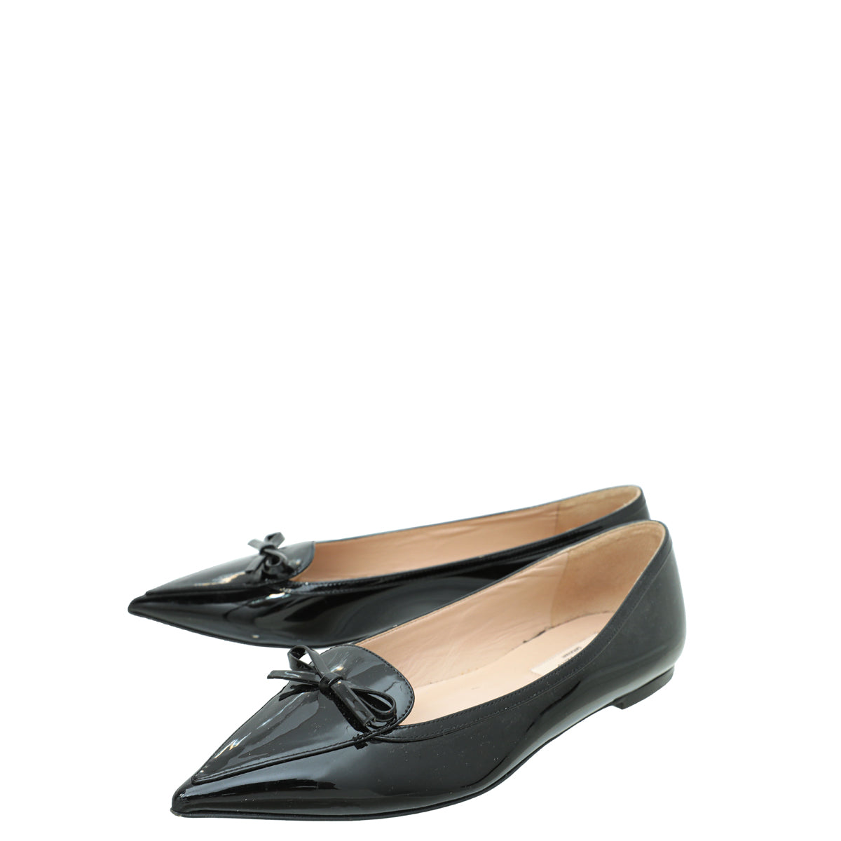 Valentino Black Pointed Bow Flats 37-Valentino-THE CLOSET