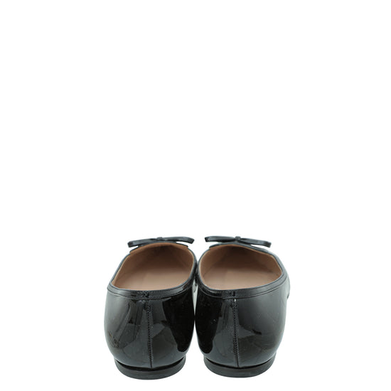 Valentino Black Pointed Bow Flats 37