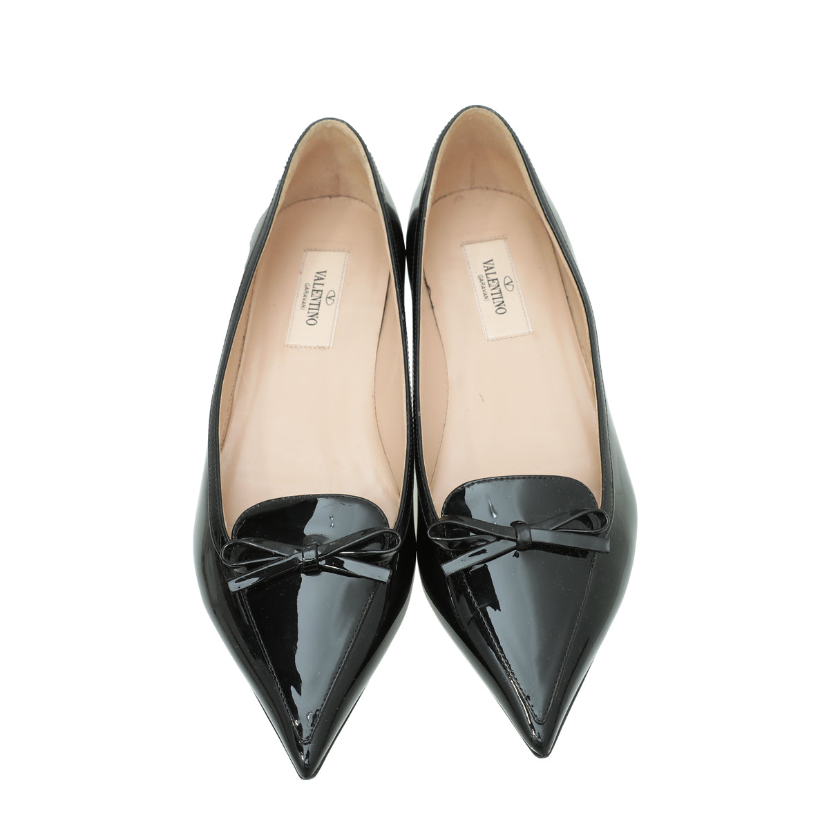 Valentino Black Pointed Bow Flats 37