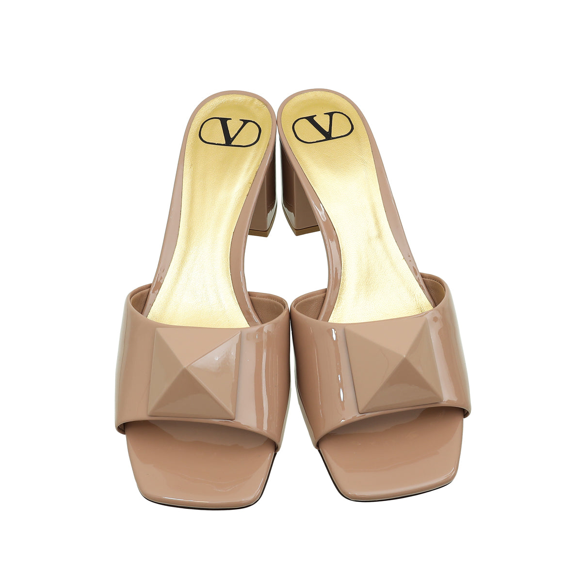 Valentino Nude One Stud Block Mules 37