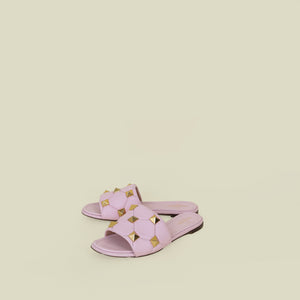 Valentino Pink Roman Stud Slide Sandals 38.5