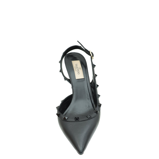 Valentino Black Rockstud Slingback Pump 38