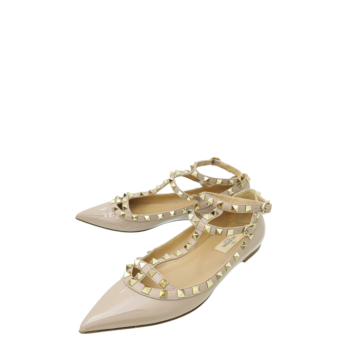 Valentino Poudre Rockstud Flat Ballerina 38-Valentino-THE CLOSET