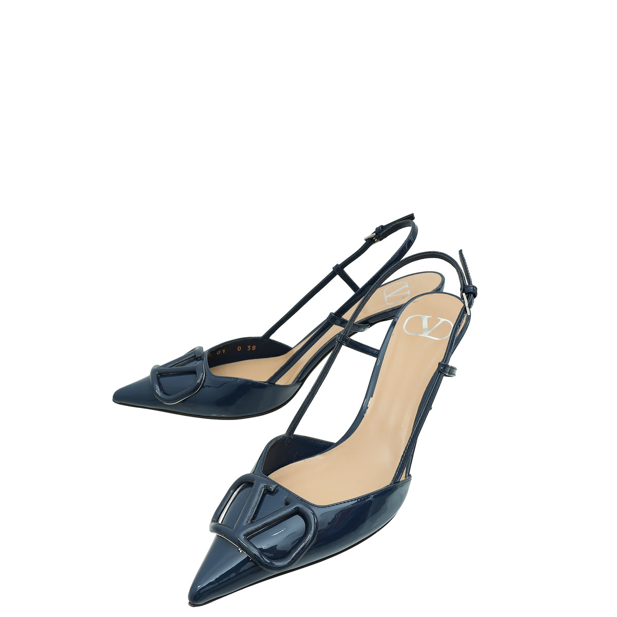 Valentino Navy Blue Vlogo Signature Slingback Pump 38