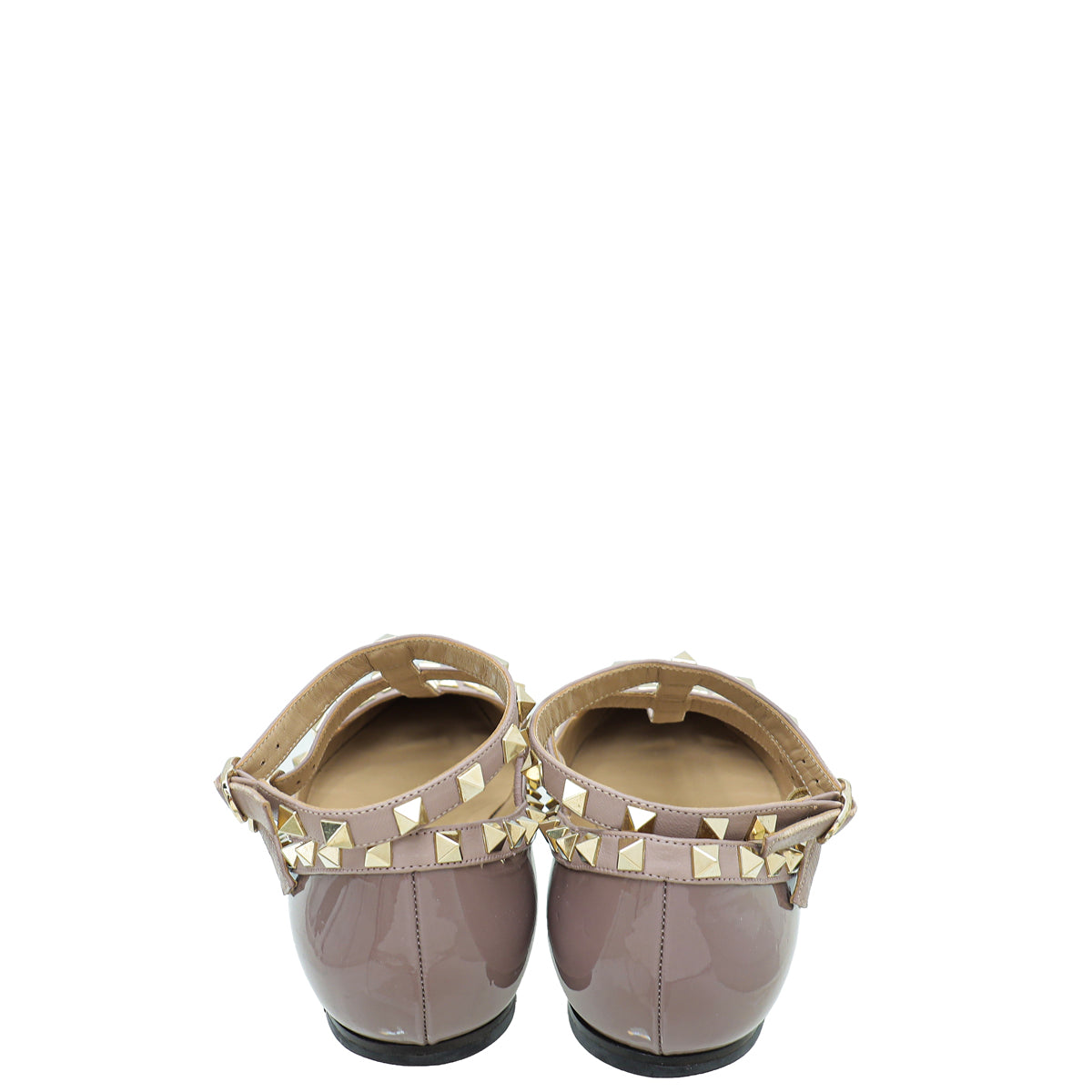 Valentino Dark Mauve Rockstud Caged Ankle Strap Flats 38