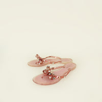 Valentino Light Glittery Coral Rockstud Rubber Slipper 38