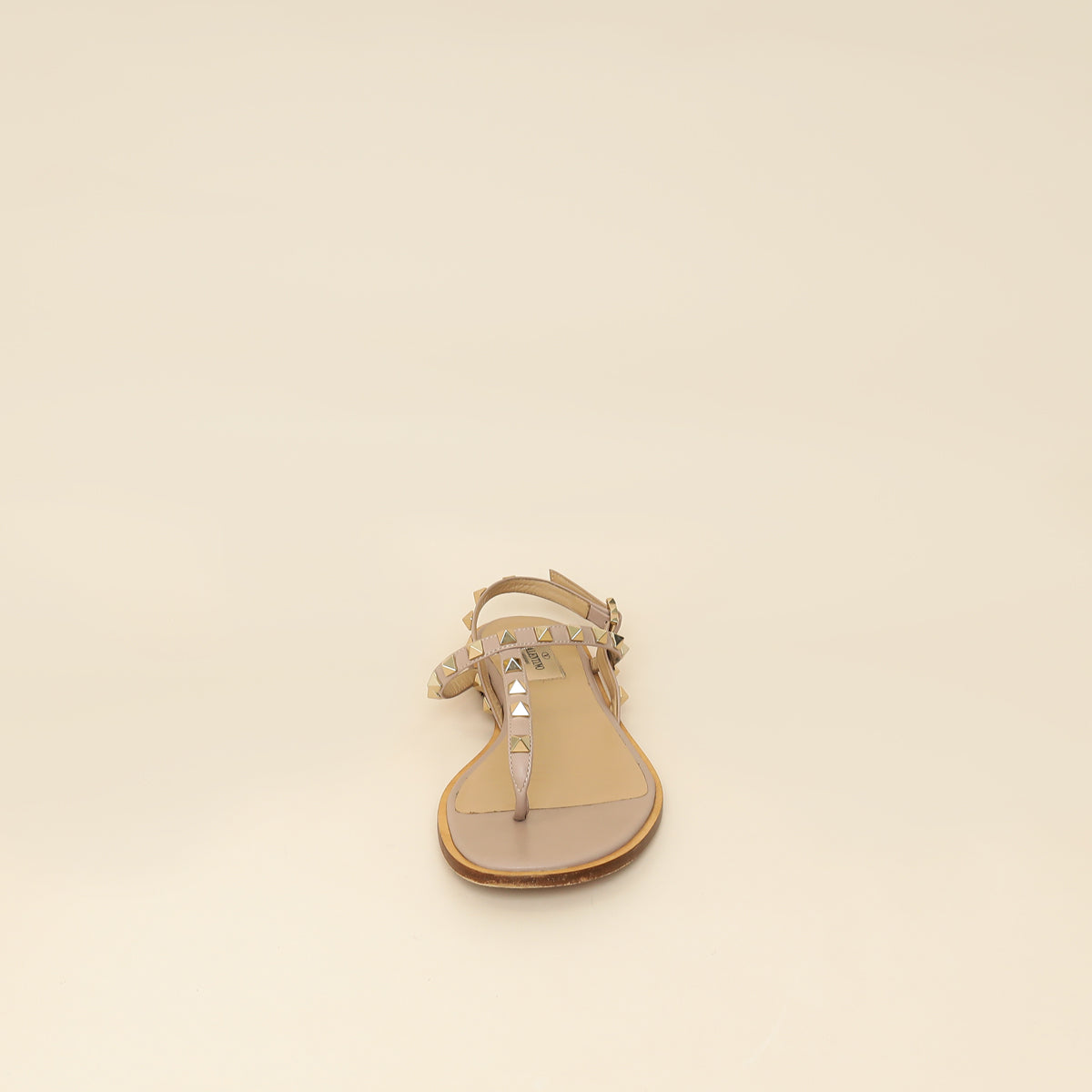 Valentino Poudre Rockstud Thong Flat T-Strap Sandal 38-Valentino-THE CLOSET