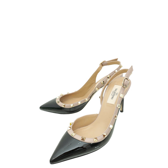 Valentino Bicolor Rockstud Slingback Pump 38