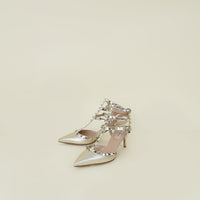 Valentino Metallic Gold Rockstud Caged Ankle Strap Pump 38
