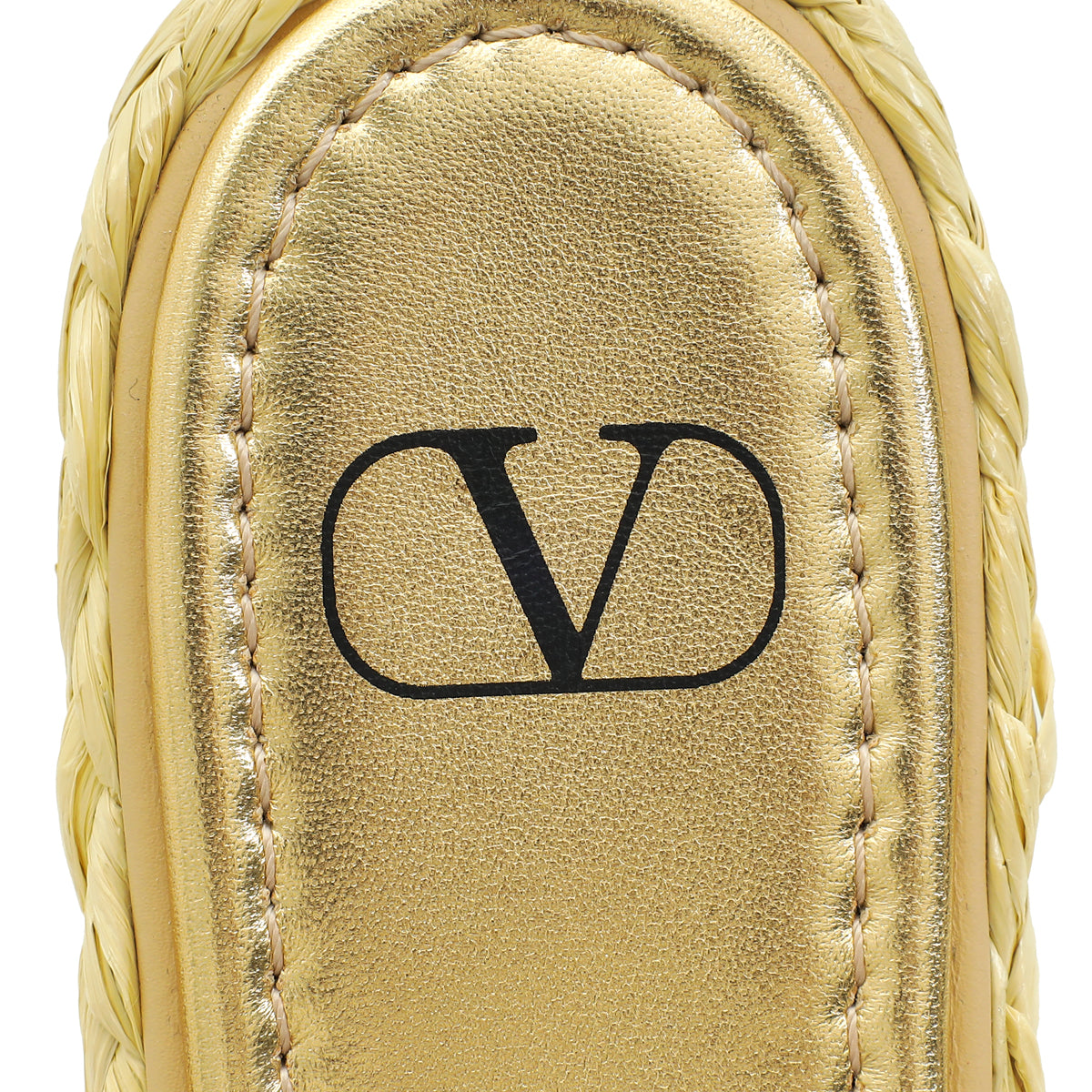 Valentino Natural Vlogo Raffia Vlogo Espadrille 5mm Flat Slide Sandals 38