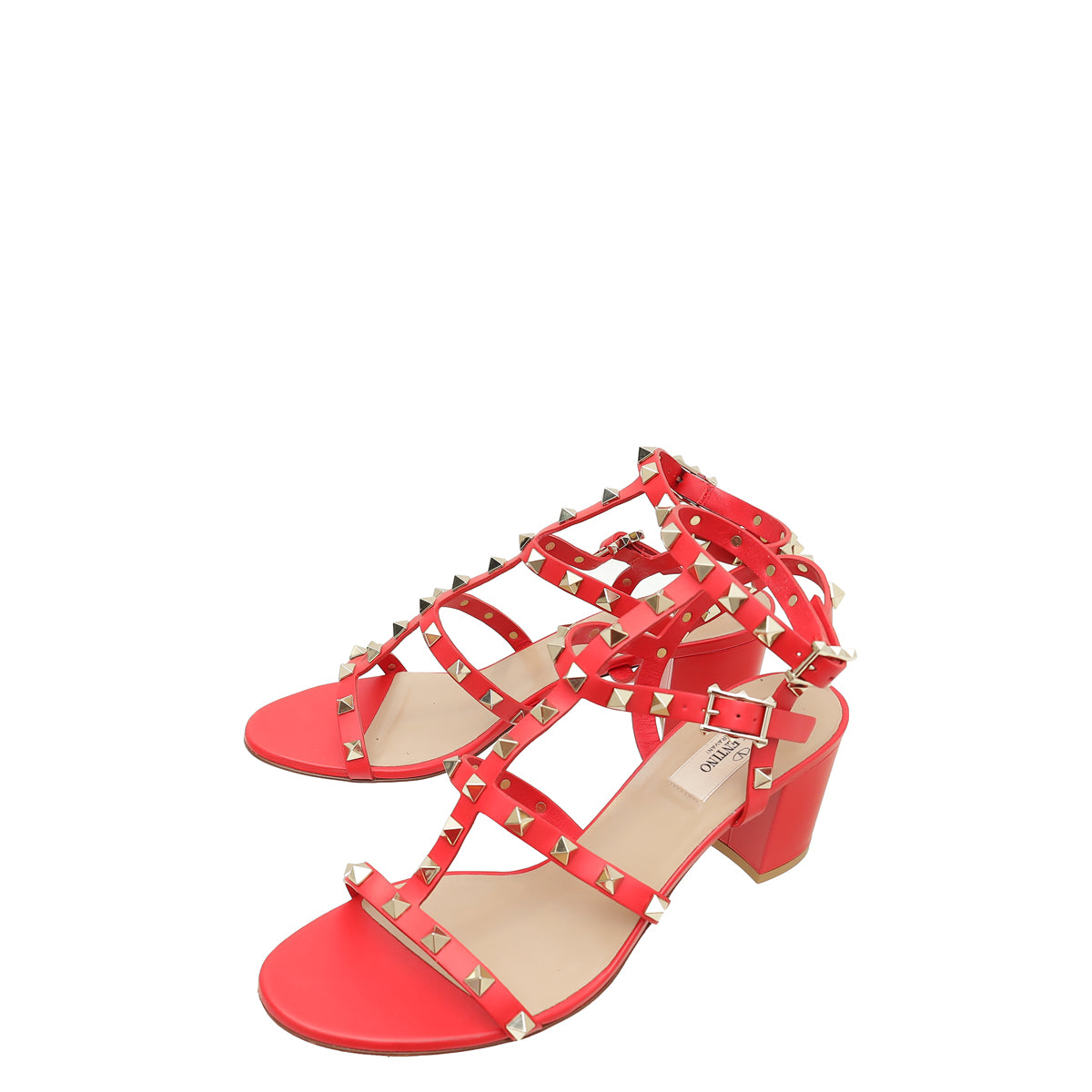 Valentino Red Rockstud Slides Cage Sandal 39-Valentino-THE CLOSET
