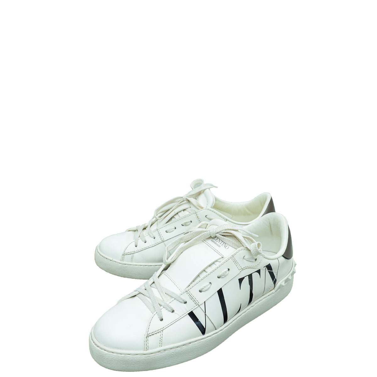 Valentino White VLTN Logo Print Open Sneaker 39-Valentino-THE CLOSET