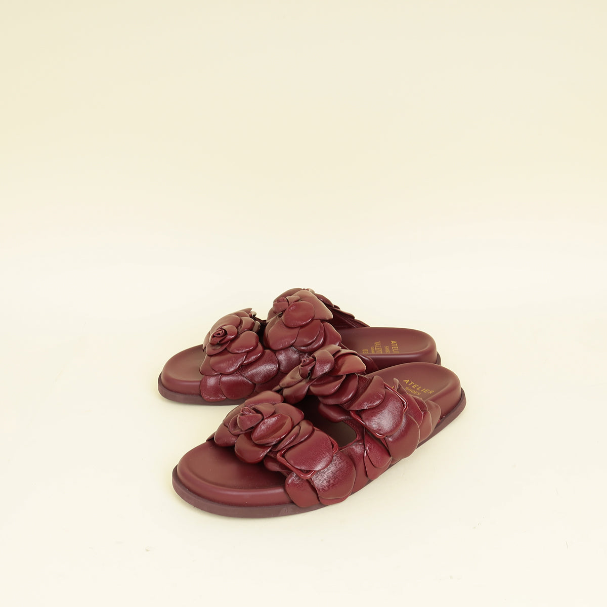 Valentino Burgundy Atelier 03 Rose Edition Flat Sandals 39