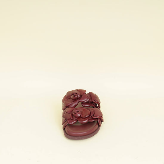Valentino Burgundy Atelier 03 Rose Edition Flat Sandals 39
