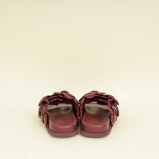 Valentino Burgundy Atelier 03 Rose Edition Flat Sandals 39